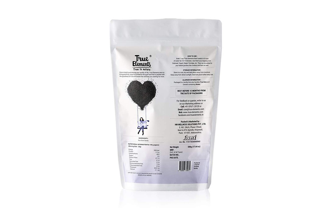True Elements Basil Raw Seeds    Pack  500 grams